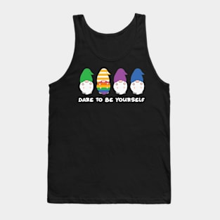 Dare To Be Yourself Gnomes LGBT Flag Tank Top